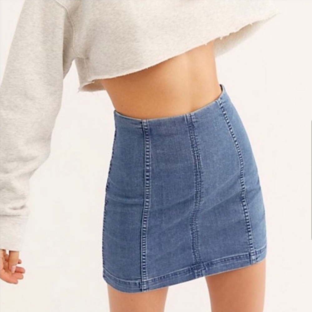 Free People modern femme denim mini skirt